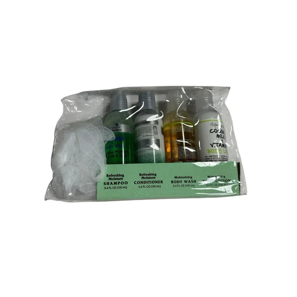 REN PURE shampoo conditioner‎ body wash lotion loofah set COCONUT